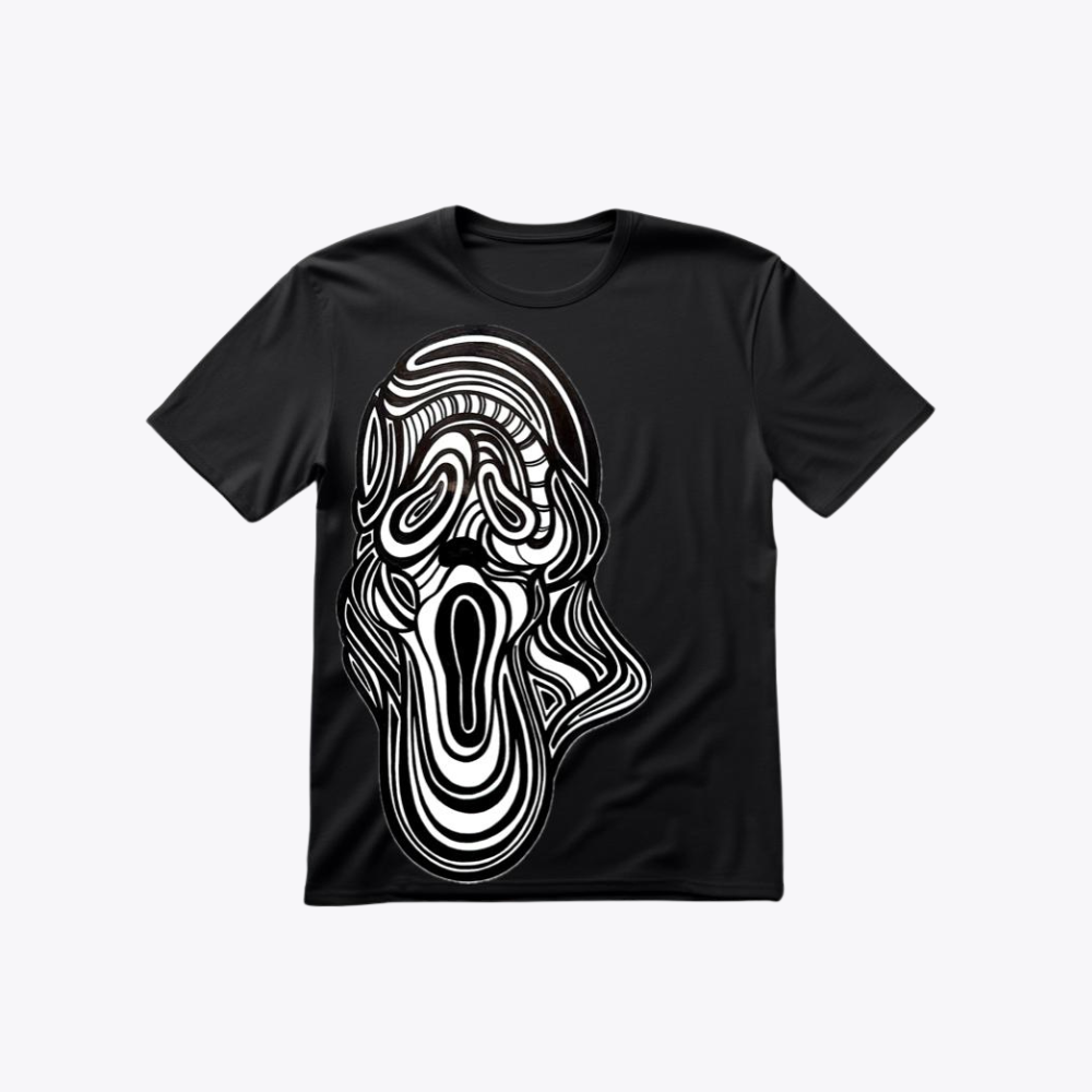 Abstract Distorted Face Graphic T-Shirt