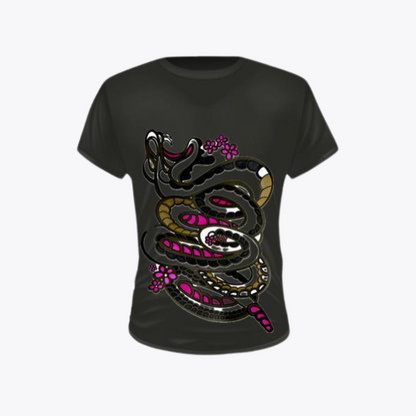 Floral Serpent Graphic  T-Shirt