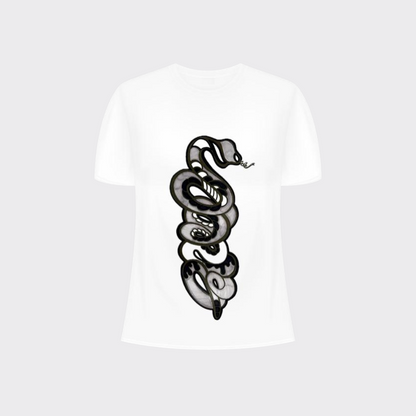 Stylish Coiled Snake Graphic T-shirt