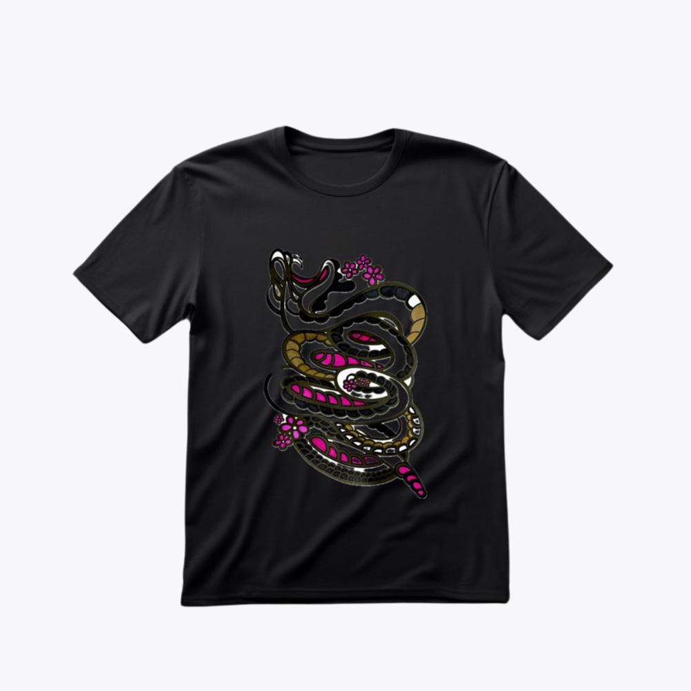 Floral Serpent Graphic  T-Shirt